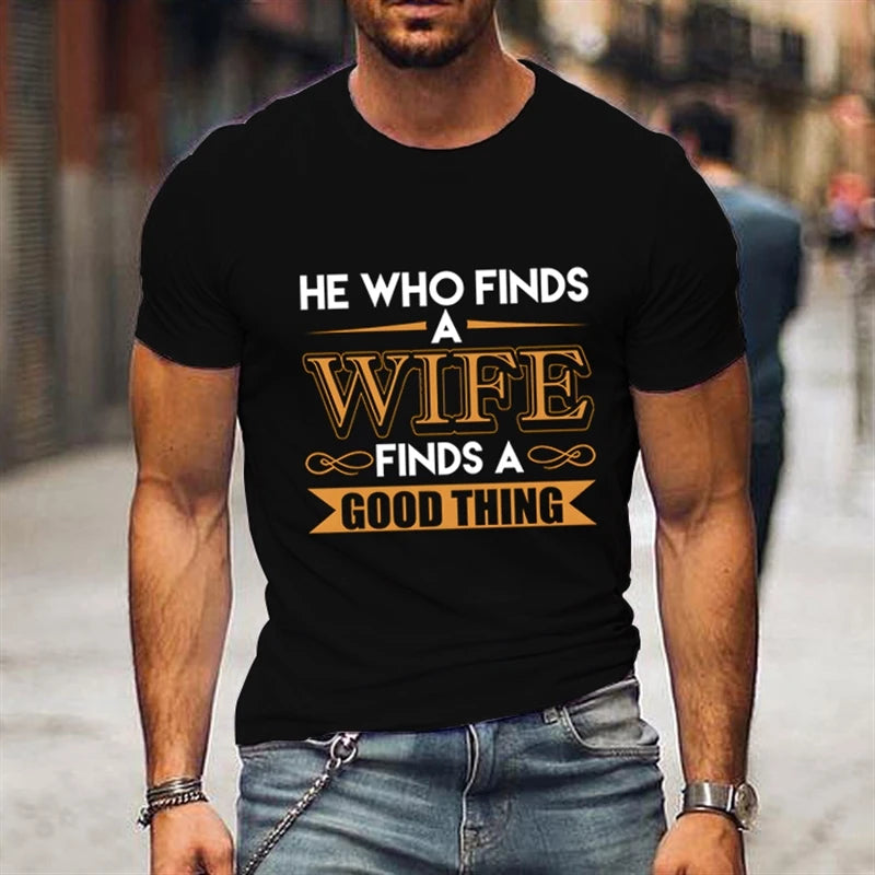 “He Who Finds Wife Finds a Good Thing” Couple T-Shirt – Funny Matching Tee