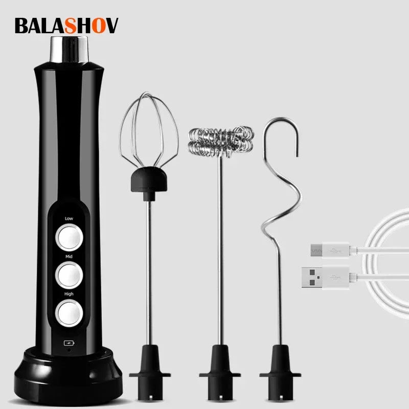 3-in-1 Handheld Electric Milk Frother – Coffee & Cappuccino Whisk