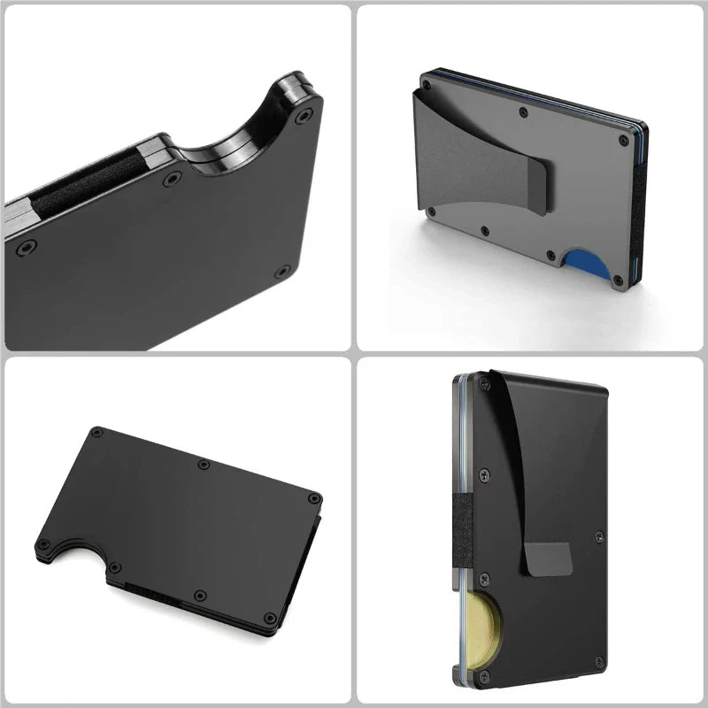 Slim RFID Metal Wallet – Minimalist Front Pocket Wallet with Money Clip