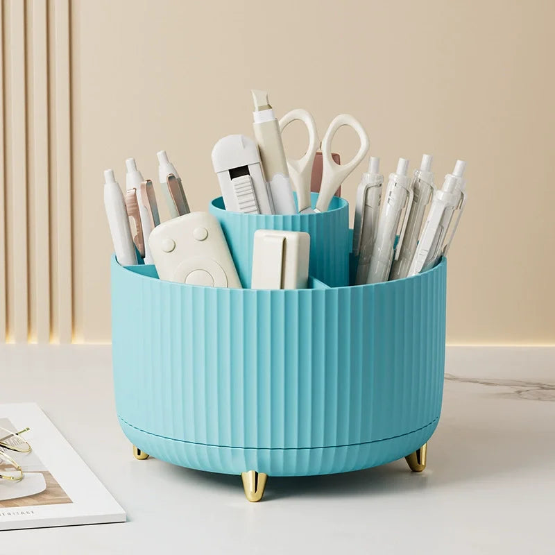 360° Rotating Storage Box Desktop Makeup Organizer Cosmetic Brush Holder Lipstick Eyebrow Pencil Holder Jewelry Container