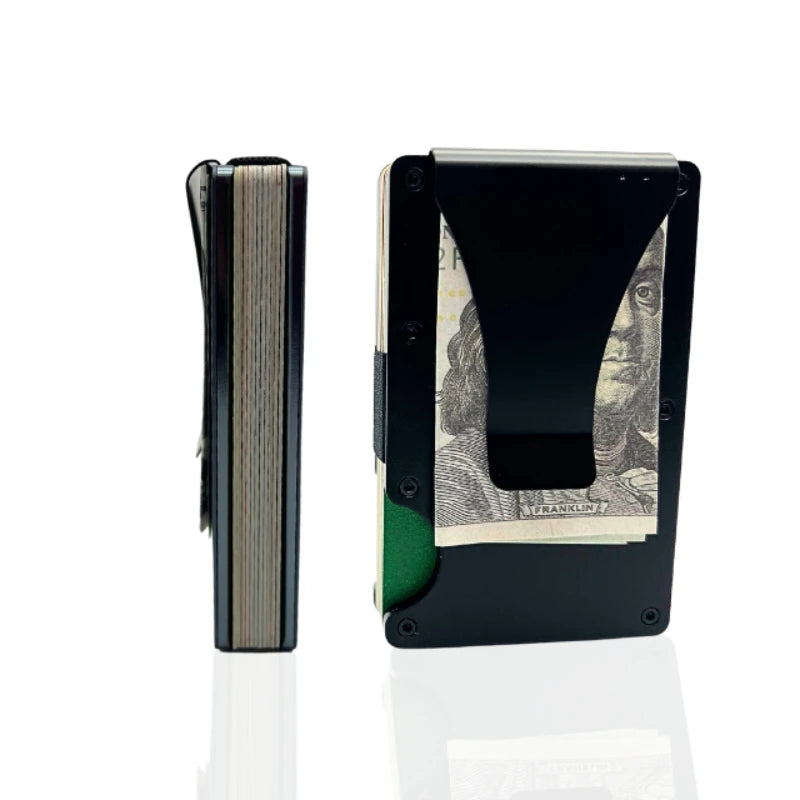 Slim RFID Metal Wallet – Minimalist Front Pocket Wallet with Money Clip