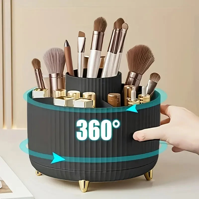 360° Rotating Storage Box Desktop Makeup Organizer Cosmetic Brush Holder Lipstick Eyebrow Pencil Holder Jewelry Container