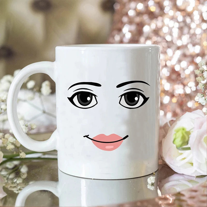 Funny Face Coffee Mug – Cute Gamer Ceramic Cup325ML