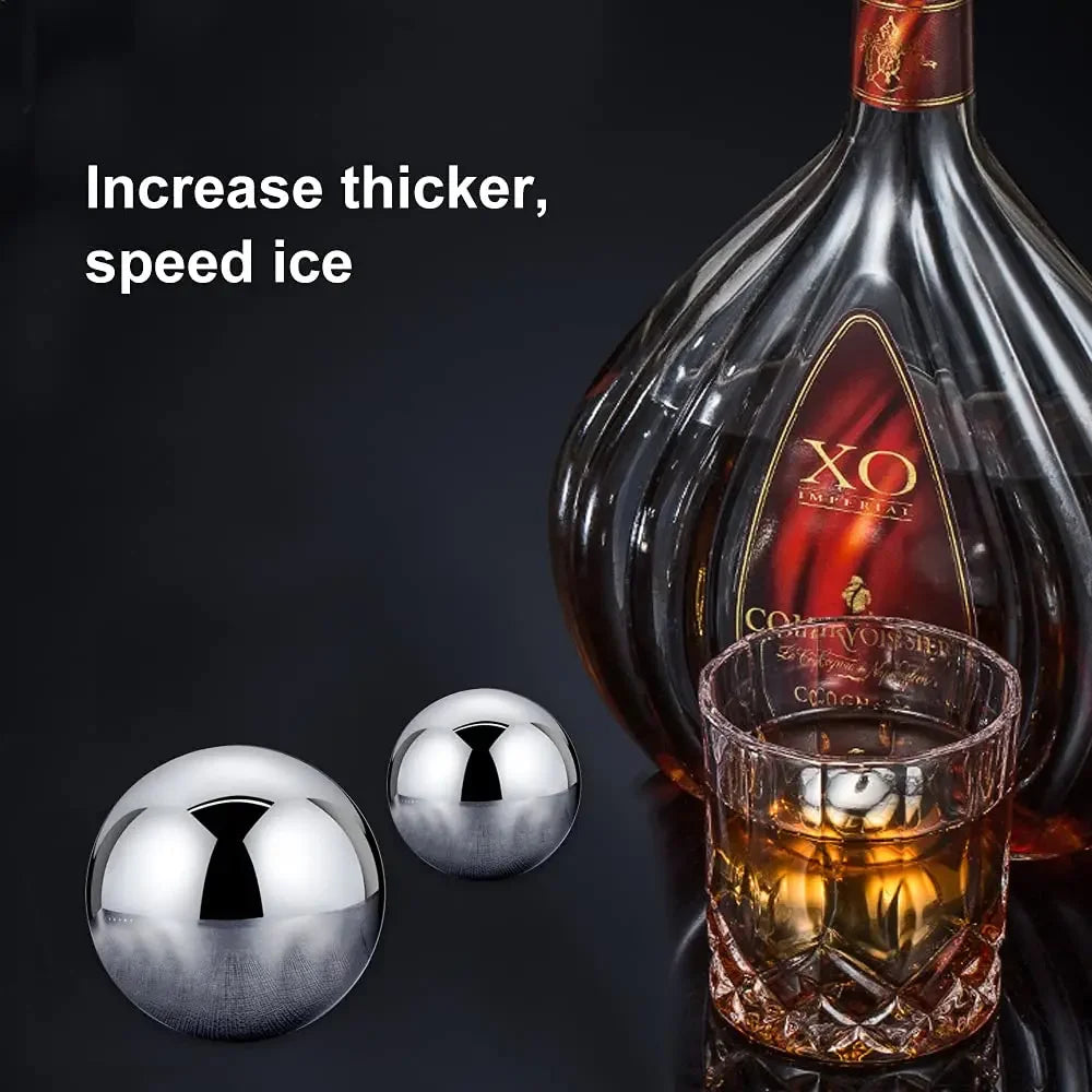 2-Piece Stainless Steel Whiskey Stones – Round Reusable Chill Balls