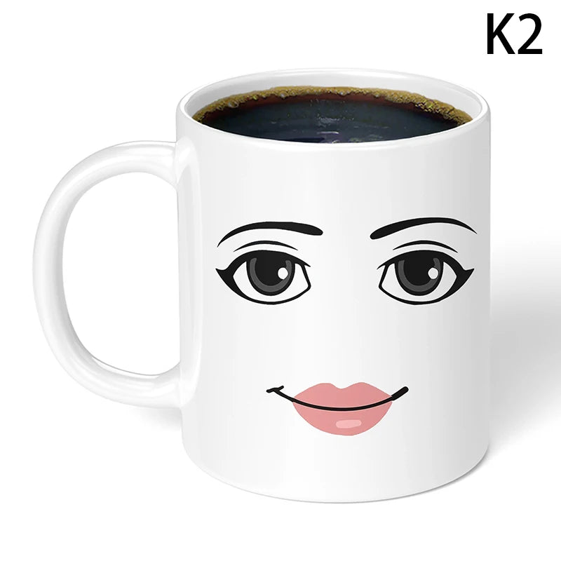 Funny Face Coffee Mug – Cute Gamer Ceramic Cup325ML