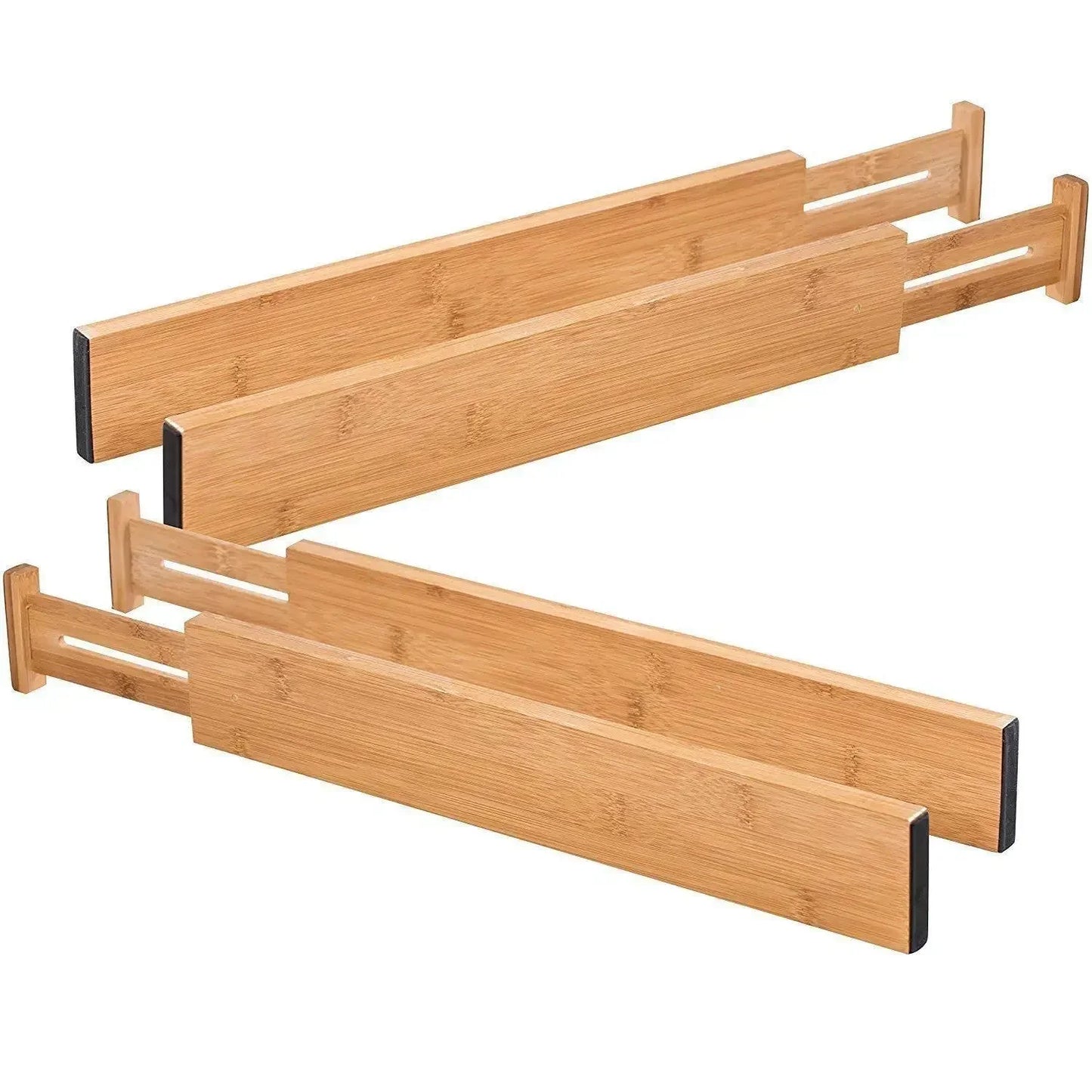 Adjustable Bamboo Kitchen Drawer Dividers – 4-Pack, Spring-Loaded