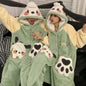 Kuromi & Pochacco Couple Pajama Set – Winter Coral Fleece Sleepwear