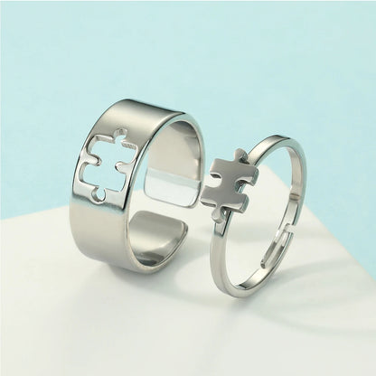 Kinitial Stainless Steel Puzzle Promise Ring For Couple