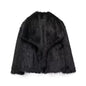 TRAFZA Women Fashion Cropped Faux Fur Jacket Coat