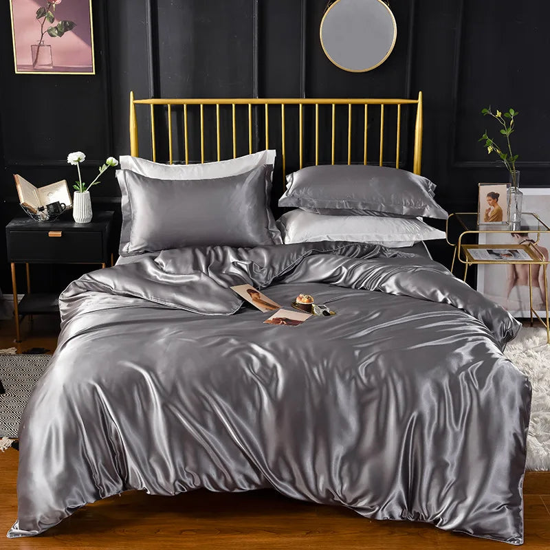 High End Home Emulation Silk Satin Bedding Set