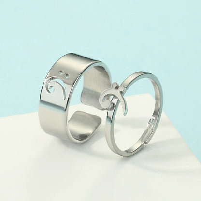 Kinitial Stainless Steel Bass Clef Promise Ring Music Jewelry