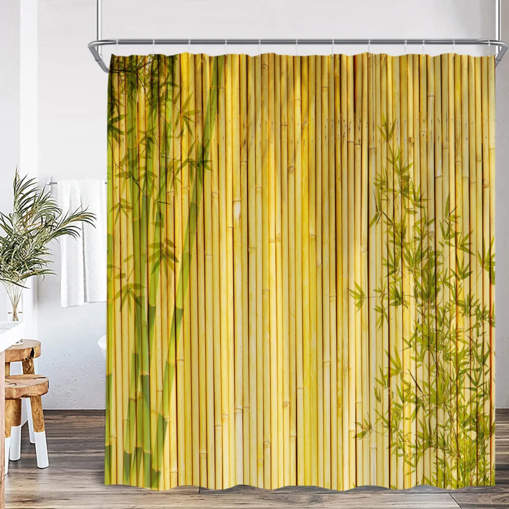 Zen Green Bamboo Buddha Shower Curtain