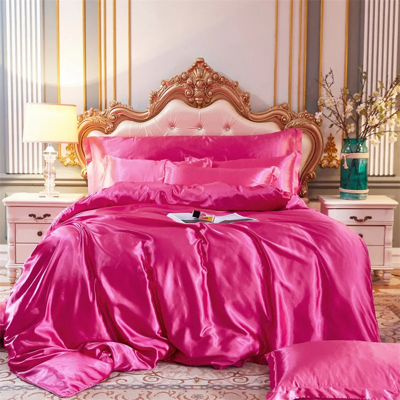 High End Home Emulation Silk Satin Bedding Set