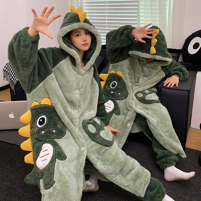 Kuromi & Pochacco Couple Pajama Set – Winter Coral Fleece Sleepwear