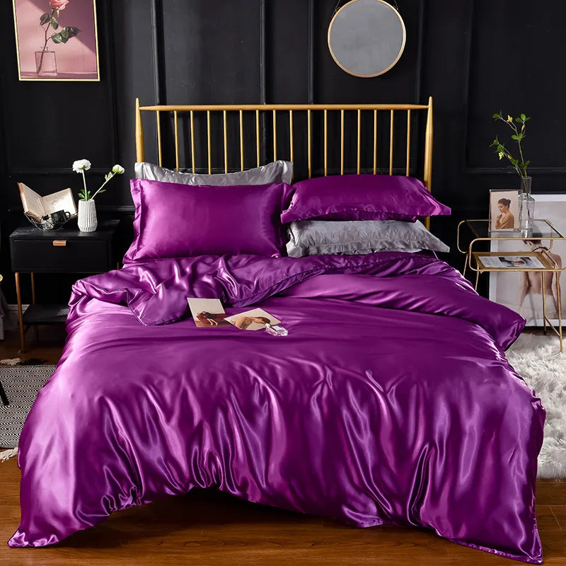 High End Home Emulation Silk Satin Bedding Set