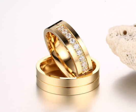 Simple titanium steel couple ring