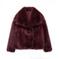 TRAFZA Women Fashion Cropped Faux Fur Jacket Coat