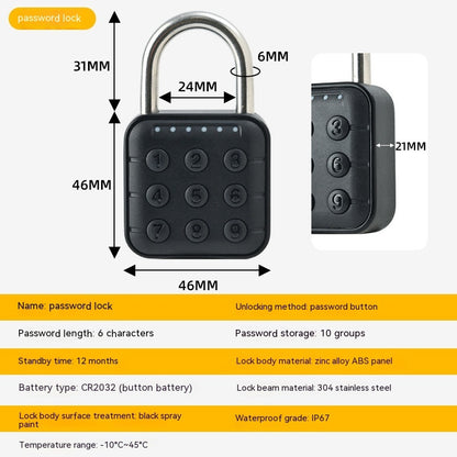Fingerprint Lock Padlock Household Waterproof & Password