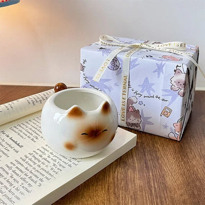 Siamese Cat Cup Cute Cartoon Ceramic Cupwith Lid Spoon Water Cup Couple Mug Creative Funny Gift for Friends' Birthday