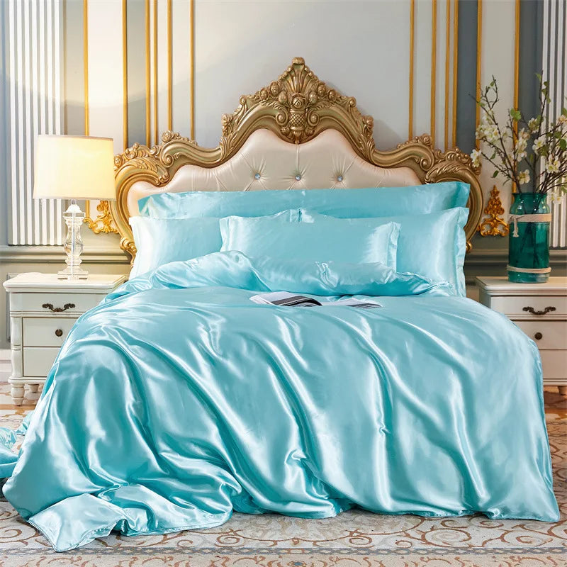 High End Home Emulation Silk Satin Bedding Set