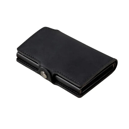 Mens Slim Leather Wallet – RFID Blocking Card Holder with Money Clip