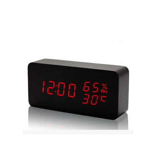 Baby Room Humidity Alarm Clock Wooden Clock Led Luminous Silent Alarm Clock Multifunctional Electronic Clock