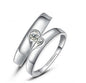 Silver heart diamond ring couple love wedding ring