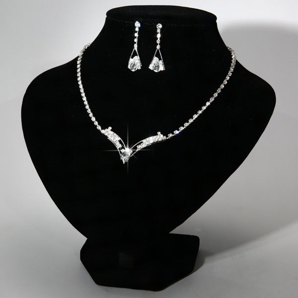 bride necklace, earring set, silver plated wedding jewelry