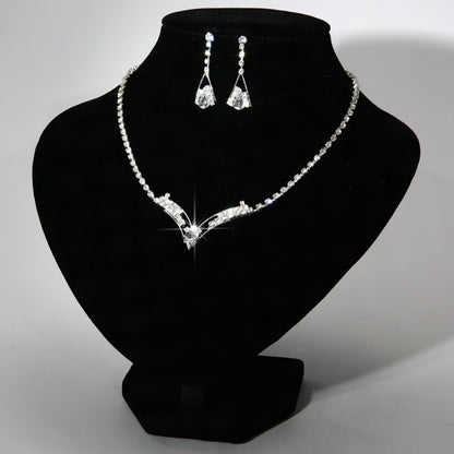 bride necklace, earring set, silver plated wedding jewelry