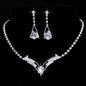 bride necklace, earring set, silver plated wedding jewelry