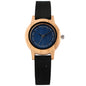Trendy Minimalist Blue Dial Women Watches Natural Bamboo Wood Case