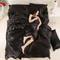 Nordic Satin Silk Bedding Set with Duvet Cover Bed Sheet Pillowcases Luxury