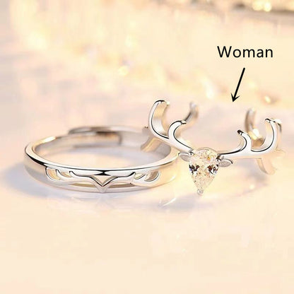 Silver Plated Couple Rings A Pair Of European And American Diamond Rings