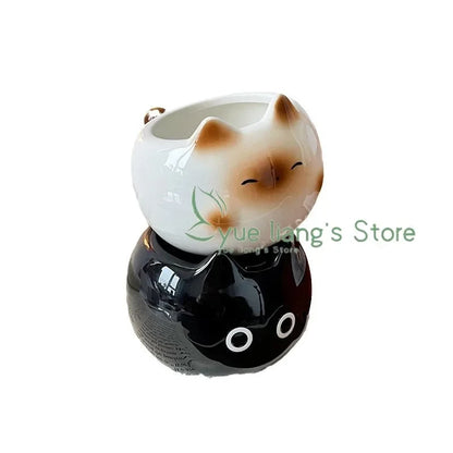 Siamese Cat Cup Cute Cartoon Ceramic Cupwith Lid Spoon Water Cup Couple Mug Creative Funny Gift for Friends' Birthday