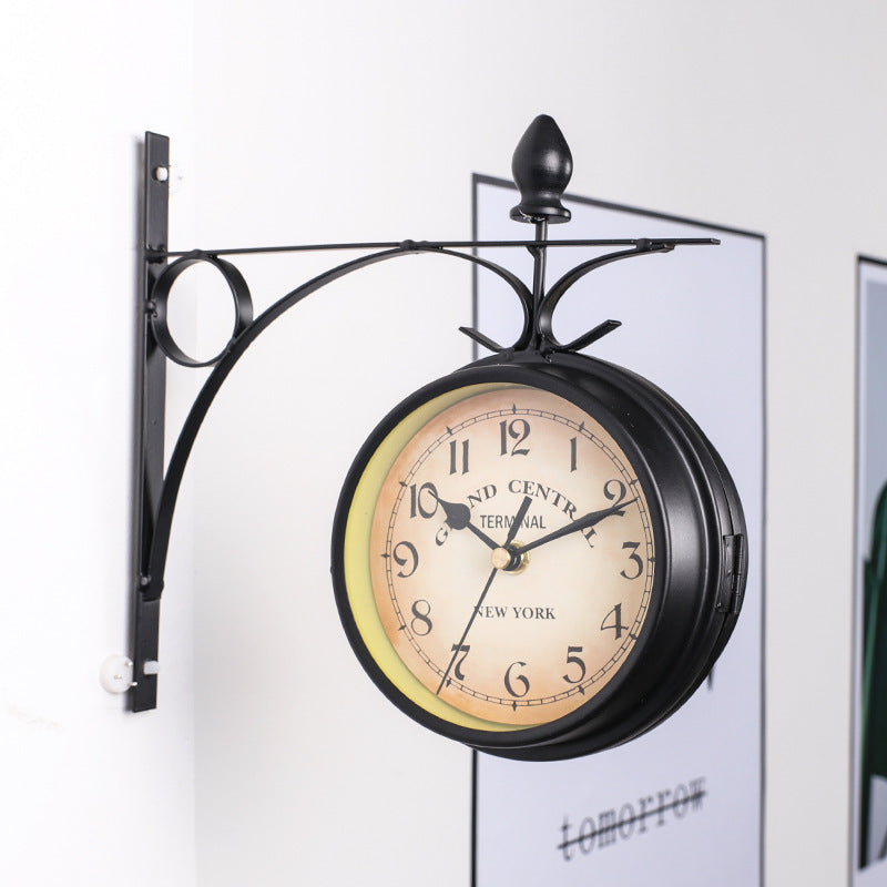 European wrought iron double wall clock