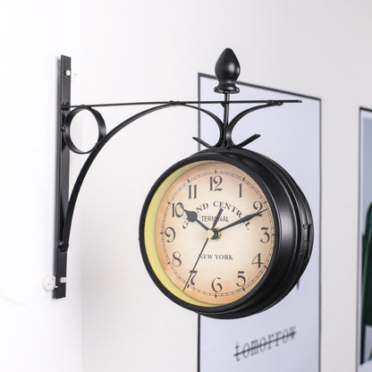 European wrought iron double wall clock