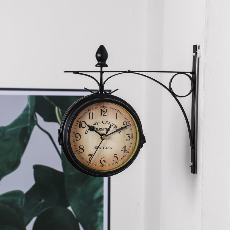 European wrought iron double wall clock