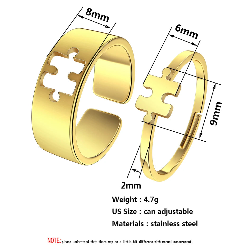Kinitial Stainless Steel Puzzle Promise Ring For Couple