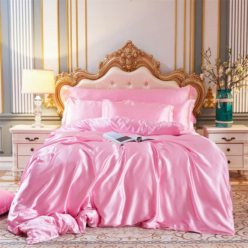 High End Home Emulation Silk Satin Bedding Set