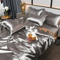 Nordic Satin Silk Bedding Set with Duvet Cover Bed Sheet Pillowcases Luxury
