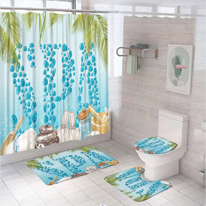 Spa Zen Stone Bamboo Leaves Shower Curtain Sets