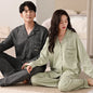 Solid Color Cotton Couple Pajama Set – Long Sleeve & Pants