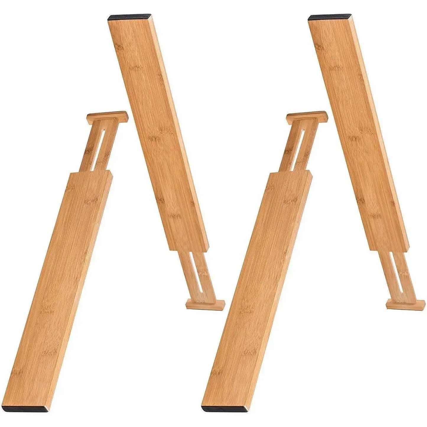 Adjustable Bamboo Kitchen Drawer Dividers – 4-Pack, Spring-Loaded