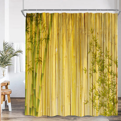Zen Green Bamboo Buddha Shower Curtain