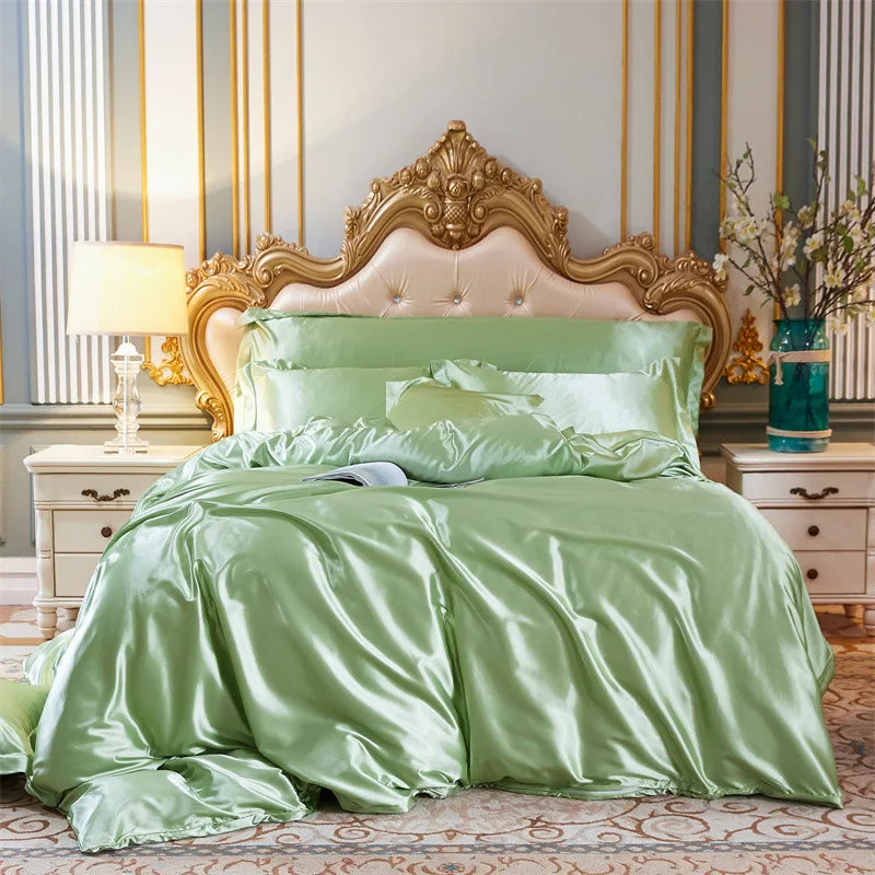 High End Home Emulation Silk Satin Bedding Set