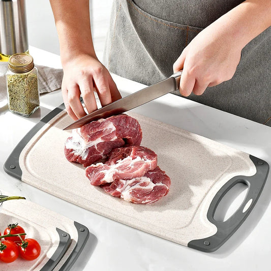 Multifunctional Kitchen Cutting Board Set with Plastic Wheat Straw Imitation Marble Pattern Kitchen Cutting Board Can Be Hung Wi