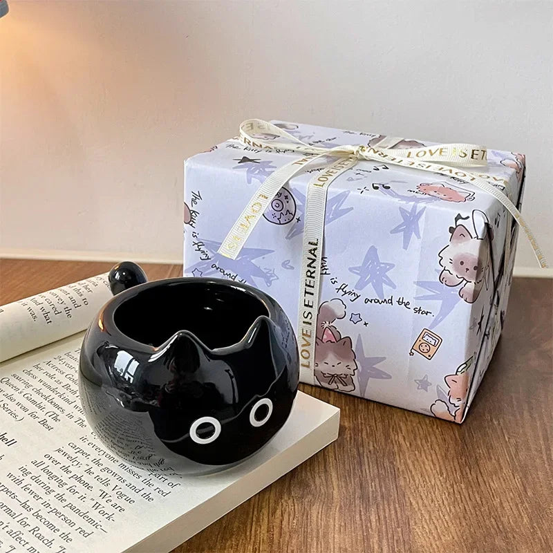 Siamese Cat Cup Cute Cartoon Ceramic Cupwith Lid Spoon Water Cup Couple Mug Creative Funny Gift for Friends' Birthday