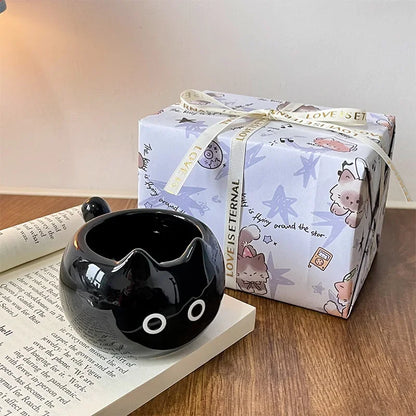 Siamese Cat Cup Cute Cartoon Ceramic Cupwith Lid Spoon Water Cup Couple Mug Creative Funny Gift for Friends' Birthday