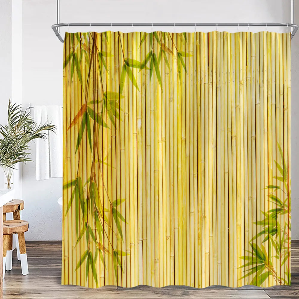 Zen Green Bamboo Buddha Shower Curtain