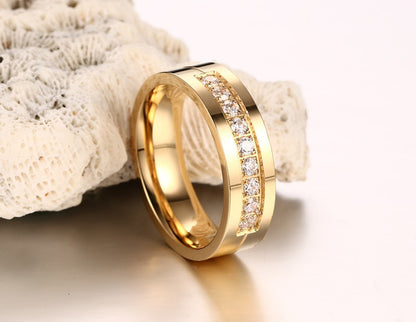Simple titanium steel couple ring